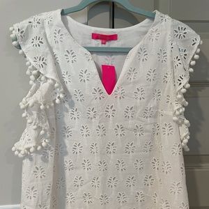 Lilly Pulitzer NWT White Palm Tree Eyelet Top